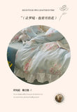 4Pcs Korean Princess Style Floral Ruffles Bedding Set Single Queen Size Soft Skin-friendly Washed Cotton Duvet Cover Pillowcase