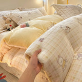 New High-weight Milk Fleece Thickened Single Quilt Cover  Winter Warm Cartoon Duvet Cover Skin-friendly Bedding