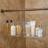 Large Capacity Stainless Steel Hanging Basket Space Saving Rustproof Hanging Shower Basket with Hook Detachable Bathroom Shelf