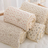 Spring Summer Baby Comforter Soft Cotton baby quilts Gauze Quilted Blanket for Newborn Floral Print Kindergarten Kids Bedding