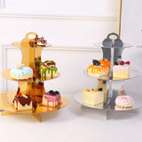 3 Tier Cupcake Stand Gold Silver Dessert Tower Cardboard Cake Display Rack for Wedding Birthday Baby Shower Party Decorations