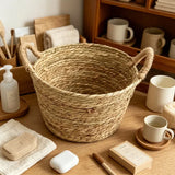Handwoven Rattan Storage Basket Multipurpose Organizer for Kitchen Sundries Clothing Toys Snacks Desktop Items Home Organization