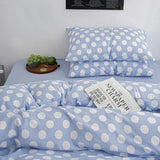 Polka Dot Bedding Set With Pillowcases For Korean Blue Duvet Cover Bed Sheet Set Teen Girls Women Cozy Bedroom Decor Queen Size