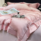 800TC Lyocell Soft Silky Cooling Summer Luxury Hollow Wide Edge Bedding Set Duvet Cover Bed Sheet/Fitted Sheet Pillowcases 4Pcs