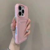 Luxury 2in1 Card Bag Candy Phone Case For iPhone 17 12 13 14 15 16 Pro Max 11 TPU + PC Wallet Shockproof Bumper Back Cases Cover