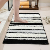 Tufting Black White Bathroom Mat Soft Geometric Stripe Bathmat Carpet Living Area Pad Anti-slip Tidy Rug Home Room Decor