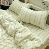 Thiened Pure Cotton Blue Wind Bell Bedding Set Ins Small Flower Tee Piece Bedding Set Quilt Cover Single Bedding Set