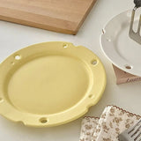 Ceramic Flat Plate Niche Milk Yellow Ins Korean Cute Matte Cheese Breakfast Plate High Beauty Home Dish Creative Dessert Cake
