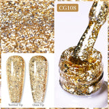10ml Gold Glitter Gel Nail Polish Crystal Semi Permanent Soak Off UV Gel Varnish Nail Art Manicure Base Top Coat