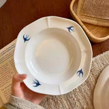 Swallow Oval Plates High-end Household Ceramic Serving Plate Ins White Breakfast Tray Retro Afternoon Tea Dessert Tableware