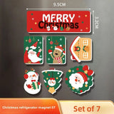 Festive Christmas Fridge Magnets Cartoon Santa Snowman Reindeer Magnets Refrigerator Decor Holiday Home Decorations
