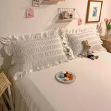 2 Piece Quality Washed Cotton Pillowcase Home Decor White Decorative Pillows Bed Body Pillow Cover Princess Lette Pillow Case