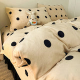 Polka Dot Milk Velvet Duvet Cover Thick Plush Warm Winter Comforter Cover Queen King Size Soft Cozy Quilt Cover and Pillowcases