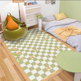 Pink Blue Checkerboard Bedside Carpet Cute Dopamine Bedroom Rug Fashion Ins Advanced Light Luxury Soft Coffee Table Mat 러그 Tapis