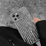 Luxury Silver Tin Paper Phone Case for iphone 16 15 14 13 11 12 Pro Max X XS Max XR Water Ripple Shockproof Soft Cover