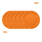 Solid Orange Disposable Tableware Set Paper Plates Cups Napkins Tablecloth For Fall Thanksgiving Halloween Birthday Party Decor