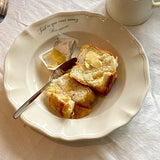 Classic Replica Lace Ceramic Plate for Vintage Dishes Warm White Western Tableware Dinner Plates