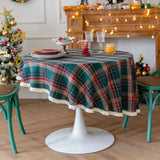 Christmas decorative Plaid Tablecloth With Tassels Red And Green Table Cover For Home Party Dining Decor