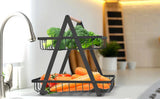 2 Tier Countertop Fruit Basket,Portable Fruit Basket for Kitchen Organizer Storage & Dining Room Fruits Vegetable Bread Snack