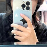 Retro Harajuku Blue Star Phone Case Korean Charm iPhone 14 13 12 11 Pro XS Max X XR Punk Sweet INS Y2K Shockproof Soft Case