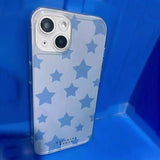 Retro Harajuku Blue Star Phone Case Korean Charm iPhone 14 13 12 11 Pro XS Max X XR Punk Sweet INS Y2K Shockproof Soft Case