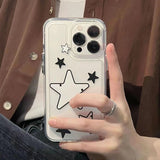 Retro Harajuku Blue Star Phone Case Korean Charm iPhone 14 13 12 11 Pro XS Max X XR Punk Sweet INS Y2K Shockproof Soft Case