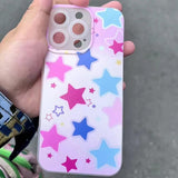 Retro Harajuku Blue Star Phone Case Korean Charm iPhone 14 13 12 11 Pro XS Max X XR Punk Sweet INS Y2K Shockproof Soft Case