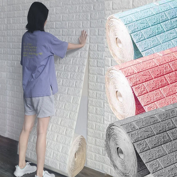 Cladding Panel Stickers 70cm*1m 3D Brick Pattern Wall Sticker Self-Adhesive Panel Waterproof L ...