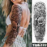 Large Arm Sleeve Tattoo Lion Crown King Rose Waterproof Temporary Tatoo Sticker Wild Wolf Tiger Men Full Skull Totem Fake Tatto