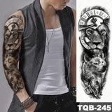 Large Arm Sleeve Tattoo Lion Crown King Rose Waterproof Temporary Tatoo Sticker Wild Wolf Tiger Men Full Skull Totem Fake Tatto