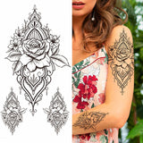 Sexy Flower Bird Temporary Waterproof Tattoo Sticker Girl Butterfly Dreamcatcher Cross Body Arm Sleeve Chest Fake Totem Women