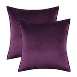 Pack of 2 Decorative Velvet Throw Pillow Cover Soft Rose Red Pillow Cover Solid Square Cushion Case for Sofa Bedroom