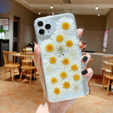 Dry Flower Transparent Phone Case For iphone 11 12 13 14 mini Pro Max XS X XR 7 8 plus SE  Soft Shockproof Cases Cover