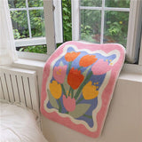 Fluffy Tulip Mat Soft Bedroom Bed Side Carpet Rug Area Anti Dust Floor Pad Entrance Doormat French Aesthetic Home Decor