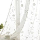 Embroidered White Floral Tulle Window Curtains For Living Room European Voile Sheer Curtains For Bedroom Kitchen Drapes Blinds