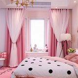 Double Layer Stars Blackout Curtains Pink Tull For Kids Room Sheer Curtains for Living Room Girl's Bedroom Window Treatments