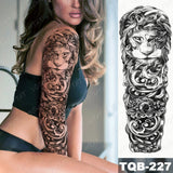 Large Arm Sleeve Tattoo Lion Crown King Rose Waterproof Temporary Tatoo Sticker Wild Wolf Tiger Men Full Skull Totem Fake Tatto