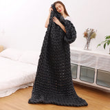 Fashion chunky merino wool blanket thick large yarn roving knitted blanket winter warm throw blankets sofa bed blanket