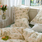 Korean Princess Style Lotus Leaf Lace Pillowcase 100% Cotton Plant Floral Cushion Cover Bed Head Pillow Cover Home Deco