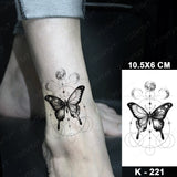 Butterfly Waterproof Temporary Tattoo Stickers Moth Rose Flower Dark Flash Tatto Women Sexy Body Art Arm Neck Fake Tattoos Men