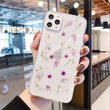 Dry Flower Transparent Phone Case For iphone 11 12 13 14 mini Pro Max XS X XR 7 8 plus SE  Soft Shockproof Cases Cover