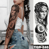 Large Arm Sleeve Tattoo Lion Crown King Rose Waterproof Temporary Tatoo Sticker Wild Wolf Tiger Men Full Skull Totem Fake Tatto