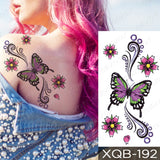 Butterfly Waterproof Temporary Tattoo Stickers Moth Rose Flower Dark Flash Tatto Women Sexy Body Art Arm Neck Fake Tattoos Men