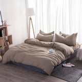 Product Solid Color 3/4 Pcs Bedding Set Microfiber Bedclothes Navy Blue Gray Bed Linens Duvet Cover Set Bed Sheet