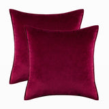 Pack of 2 Decorative Velvet Throw Pillow Cover Soft Rose Red Pillow Cover Solid Square Cushion Case for Sofa Bedroom