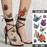 Butterfly Waterproof Temporary Tattoo Stickers Moth Rose Flower Dark Flash Tatto Women Sexy Body Art Arm Neck Fake Tattoos Men