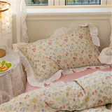 Korean Princess Style Lotus Leaf Lace Pillowcase 100% Cotton Plant Floral Cushion Cover Bed Head Pillow Cover Home Deco