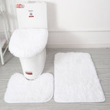 3pcs/set Solid Color Bathroom Mat Set Fluffy Hairs Bath Carpets Modern Toilet Lid Cover Rugs Kit Rectangle 50*80 50*40 45*50cm