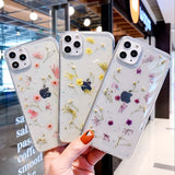 Dry Flower Transparent Phone Case For iphone 11 12 13 14 mini Pro Max XS X XR 7 8 plus SE  Soft Shockproof Cases Cover