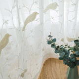 Pastoral White Sheer Voile Curtains For Living room Bird Embroidered Curtains Window For Bedroom Tulle For Kitchen Drapes Blind